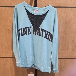 ( J42) PINK Victoria's Secret Light Blue Top